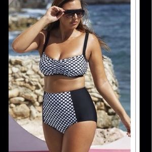 SWIMSUITS FOR ALL Black Plus Size High Waisted Bikini w/Underwire